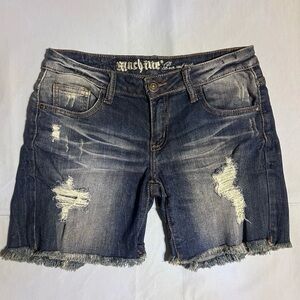 Machine Womens Stretch Distressed Jean shorts Frayed Hem Stretch Waist Size M